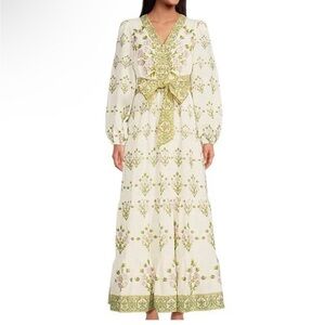 Floral Green and White Maxi Dress